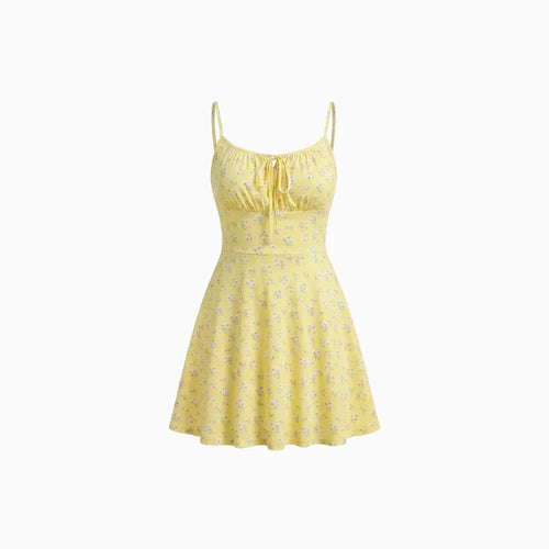 Yellow floral dress on a white background