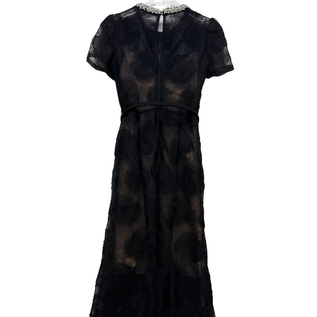 Black lace dress on a white background