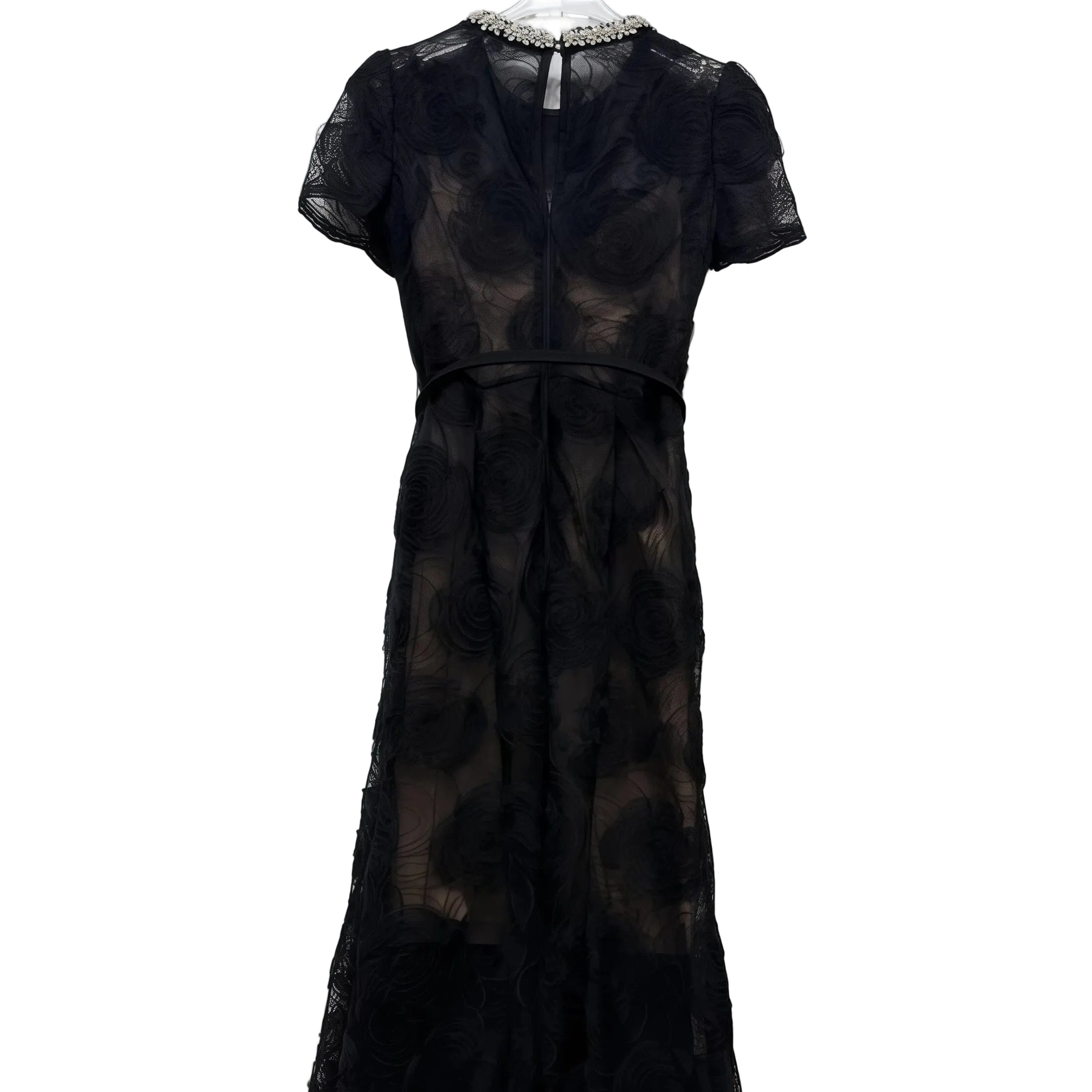 Black lace dress on a white background