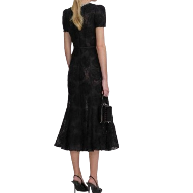 Floral lace short sleeved dress