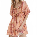 Floral print square neck mini dress