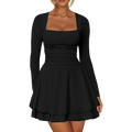 Long sleeve square neck mini dress
