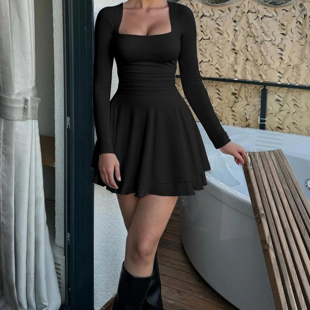Long sleeve square neck mini dress