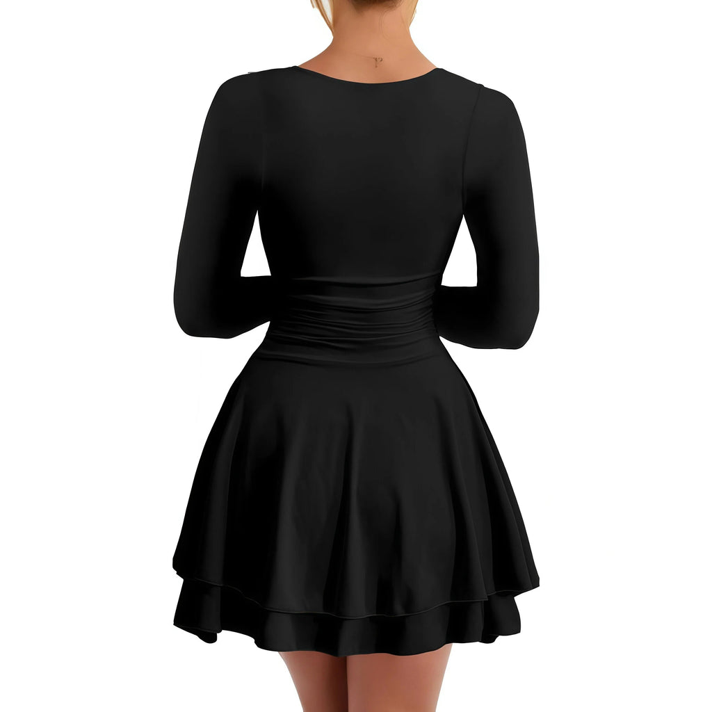 Black dress with long sleeves on a white background