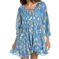 Long sleeved tassel tie ruffled hem mini dress