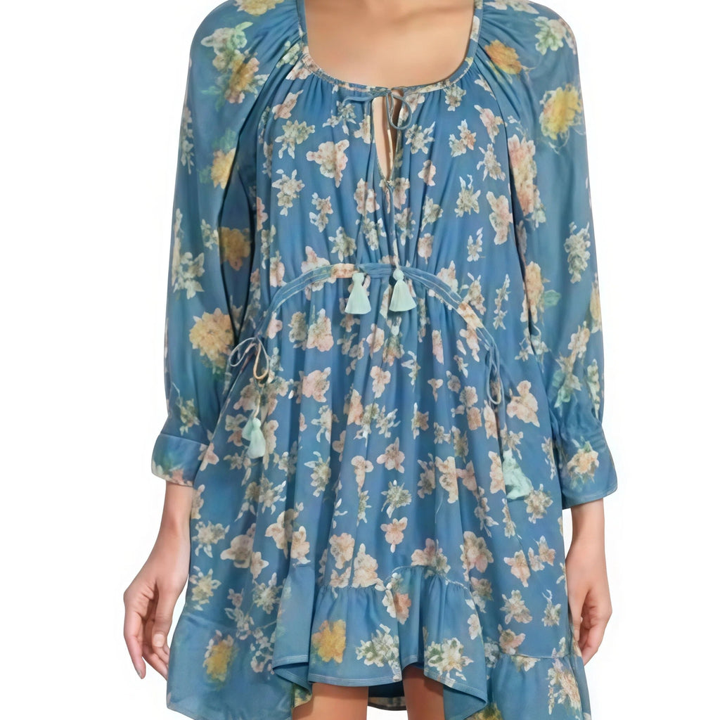 Blue floral dress on a white background