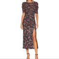 Puff sleeve ruffled mesh dress