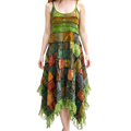 Sleeveless lace trimmed asymmetrical dress
