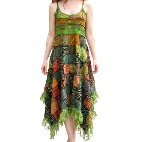 Sleeveless lace trimmed asymmetrical dress